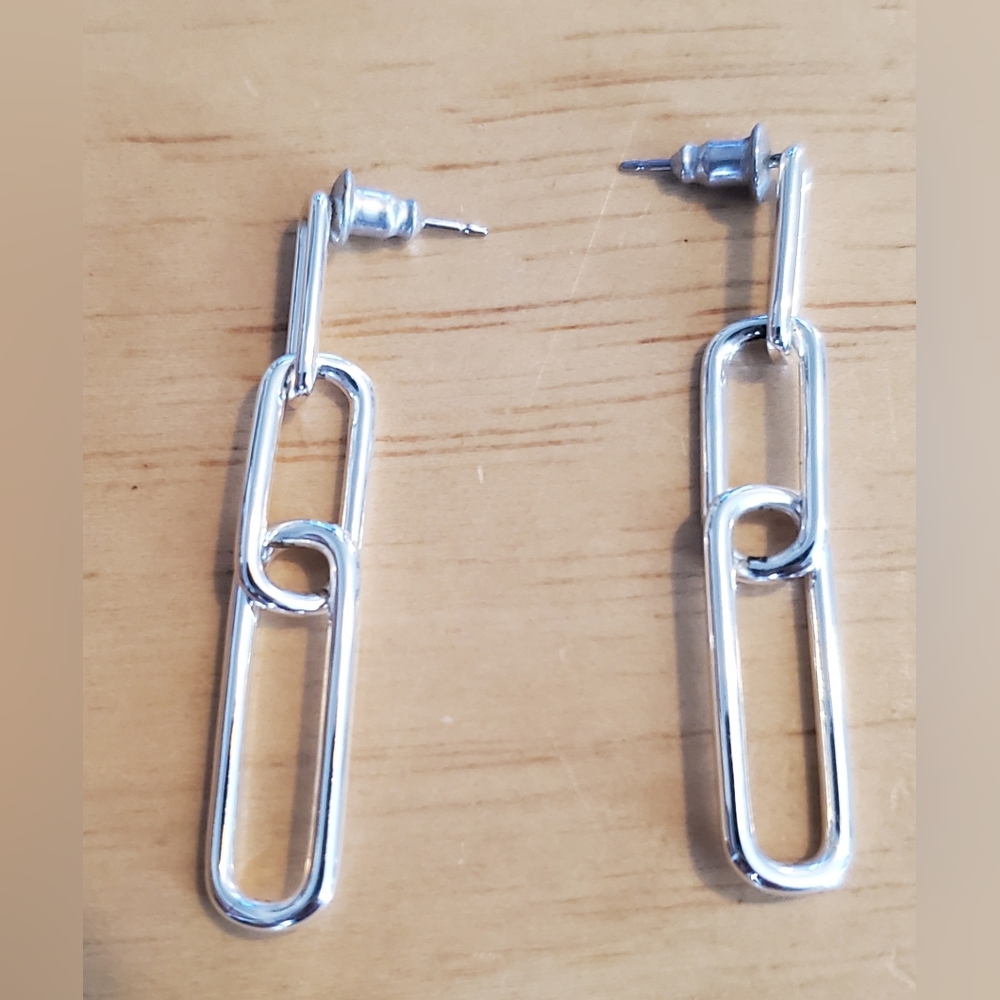 Sterling Silver Rhodium Plated Chain Link Post Earrings, By Rocksbox.